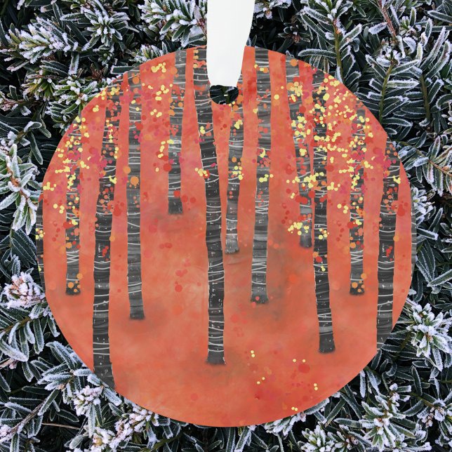 Paysage de la forêt de Birch (Birch tree forest woodland art Christmas ornament)