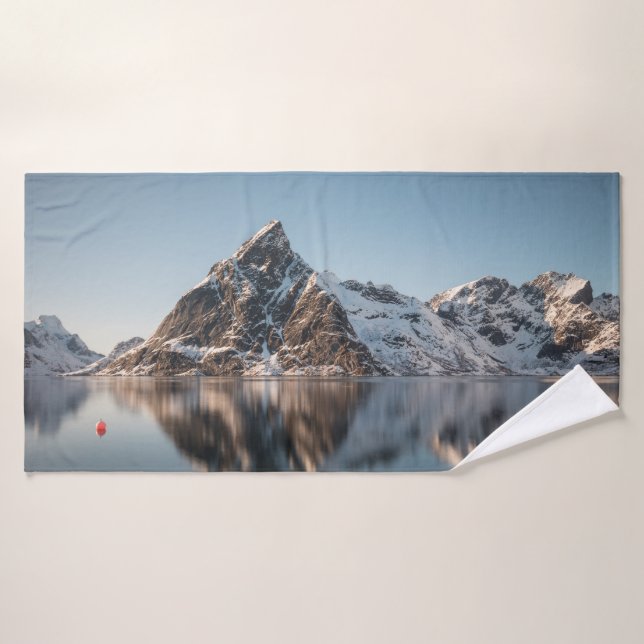 Paysage de la montagne Lofoten (Serviette de bain)