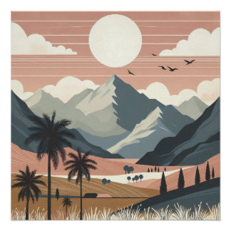 Paysage de montagne boho - Art mural