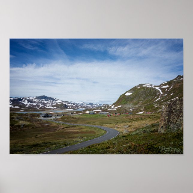 Paysage de montagne en Norvège affiche (Devant)