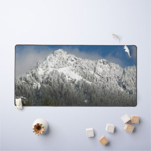 Paysage de montagne enneigée et forêt
