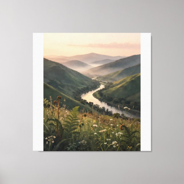 Paysage de montagne et de rivière - Impression d'a (Recto)