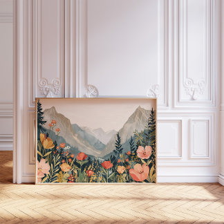 Paysage de montagne Tableau Fleur sauvage 20x16"