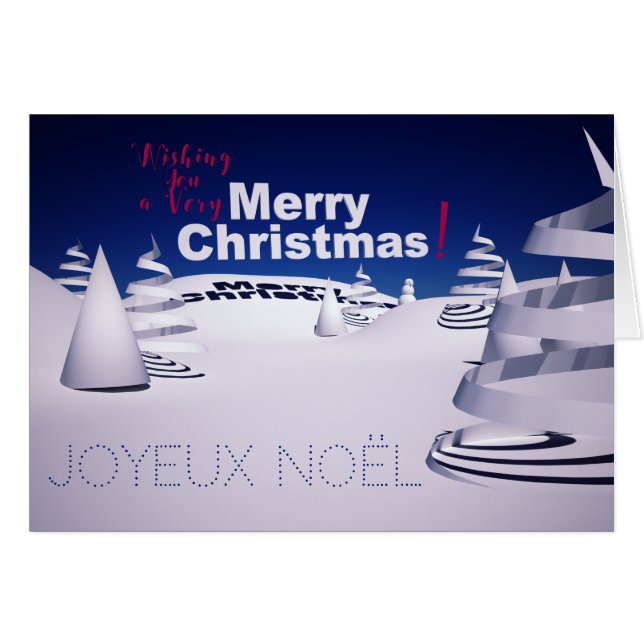 Paysage de Neige ordinateur 3D Art Carte de Noel (Devant horizontal)