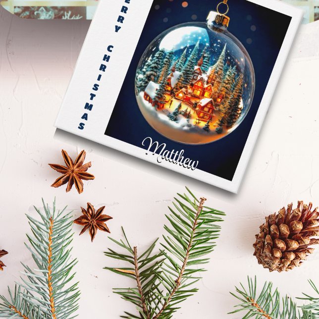 Paysage de Noël dramatique dans une étiquette de c (Créateur téléchargé)