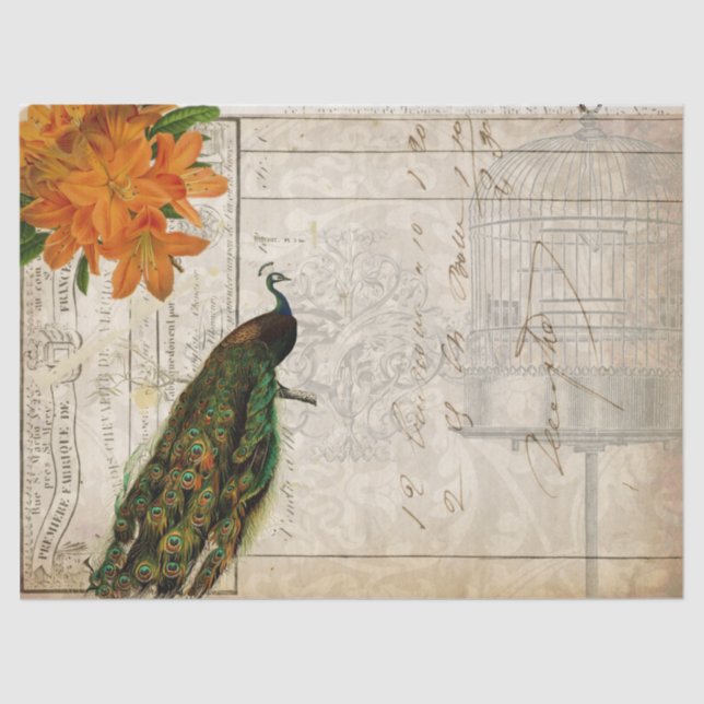 Paysage de papier de soie de soie de Decoupage (Recto)