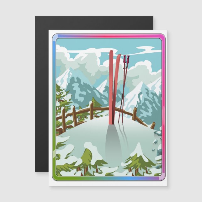 Paysage de ski dessin animé (Devant / Derrière)