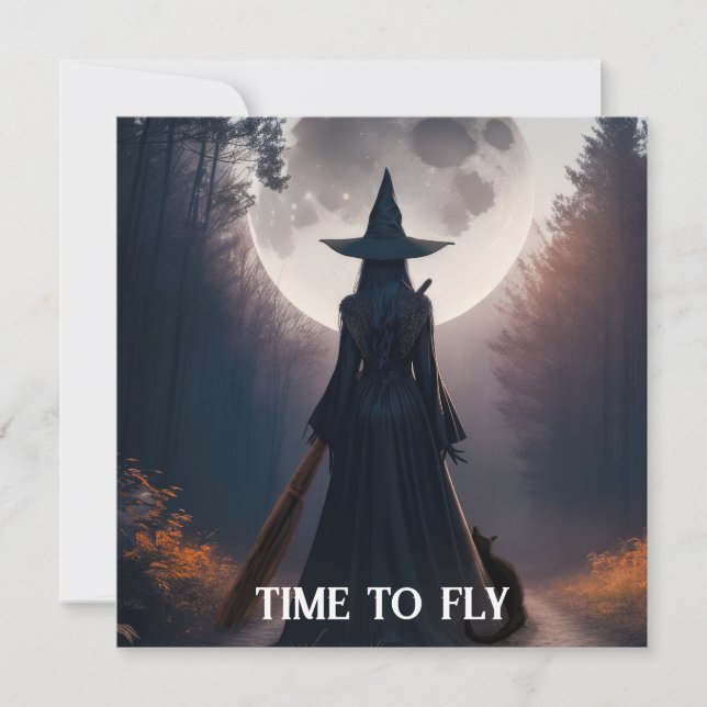 Paysage de sorcière d'automne avec carte de chat n (Devant)