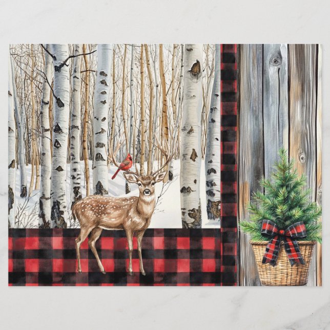 Paysage de vacances d'hiver Cardinal et papier cer (Devant)