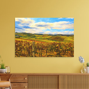 Paysage de vignoble de Piémont sur toile tendue