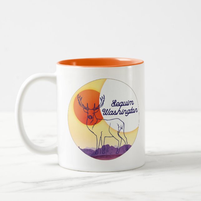 Paysage d'élan et de montagne - Sequim, WA Mug (Gauche)