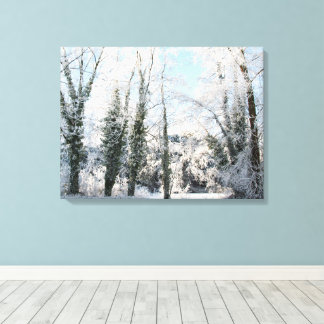 Paysage des arbres neigeux toile photo Imprimer