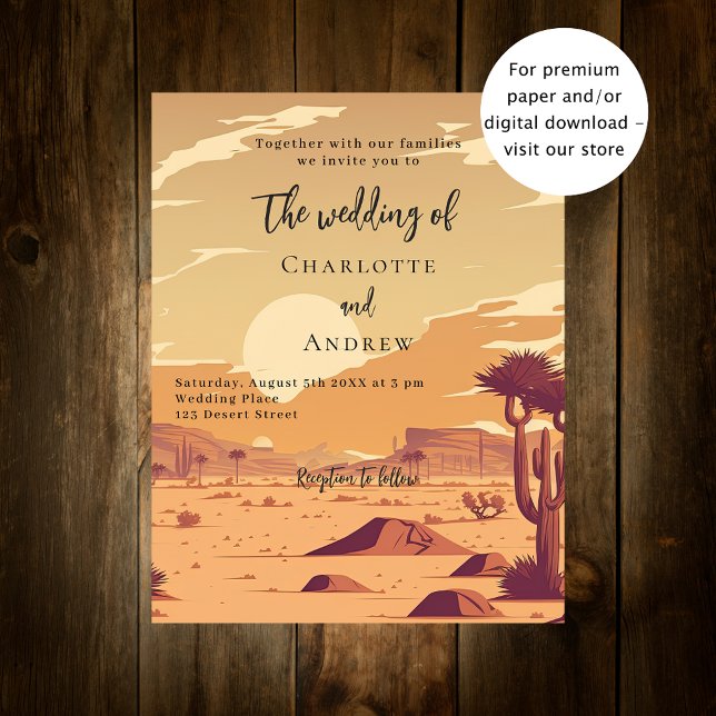 Paysage désertique faire-part de mariage rétro bud (Créateur téléchargé)