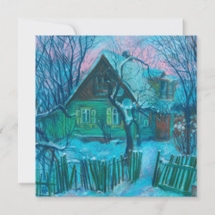 Paysage d'hiver Ancien gîte Maison Pastel Peinture