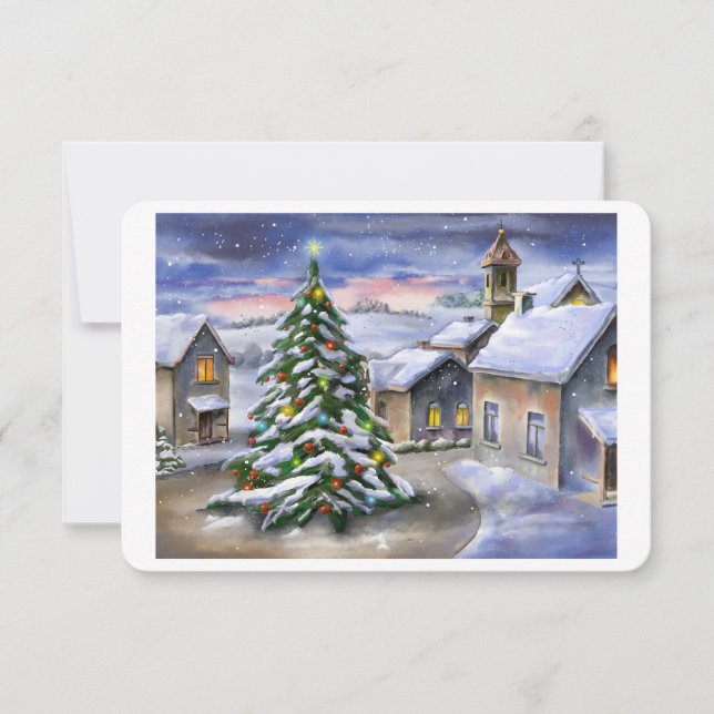 Paysage d'hiver avec village enneigé (Devant)