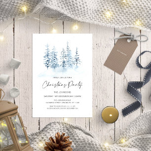 Paysage d'hiver bleu Fête de Noël Invitation