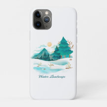 Paysage d'hiver iPhone vert / coque ipad