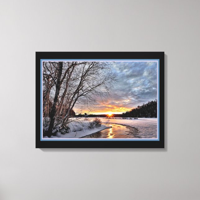 Paysage d'hiver le soir Impression sur toile (Recto)