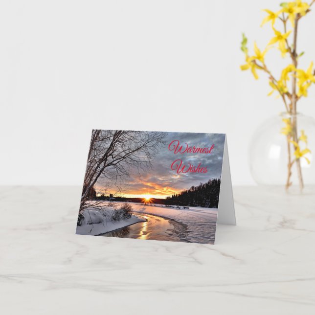 Paysage d'hiver Scène de neige Carte de vacances (Fleur jaune)