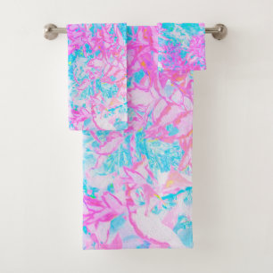 Paysage d'hortensias bleu aqua et rose vif