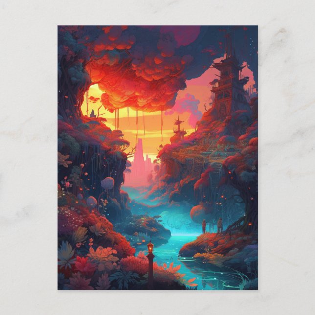 Paysage d'Imaginaire Carte postale surréelle color (Devant)