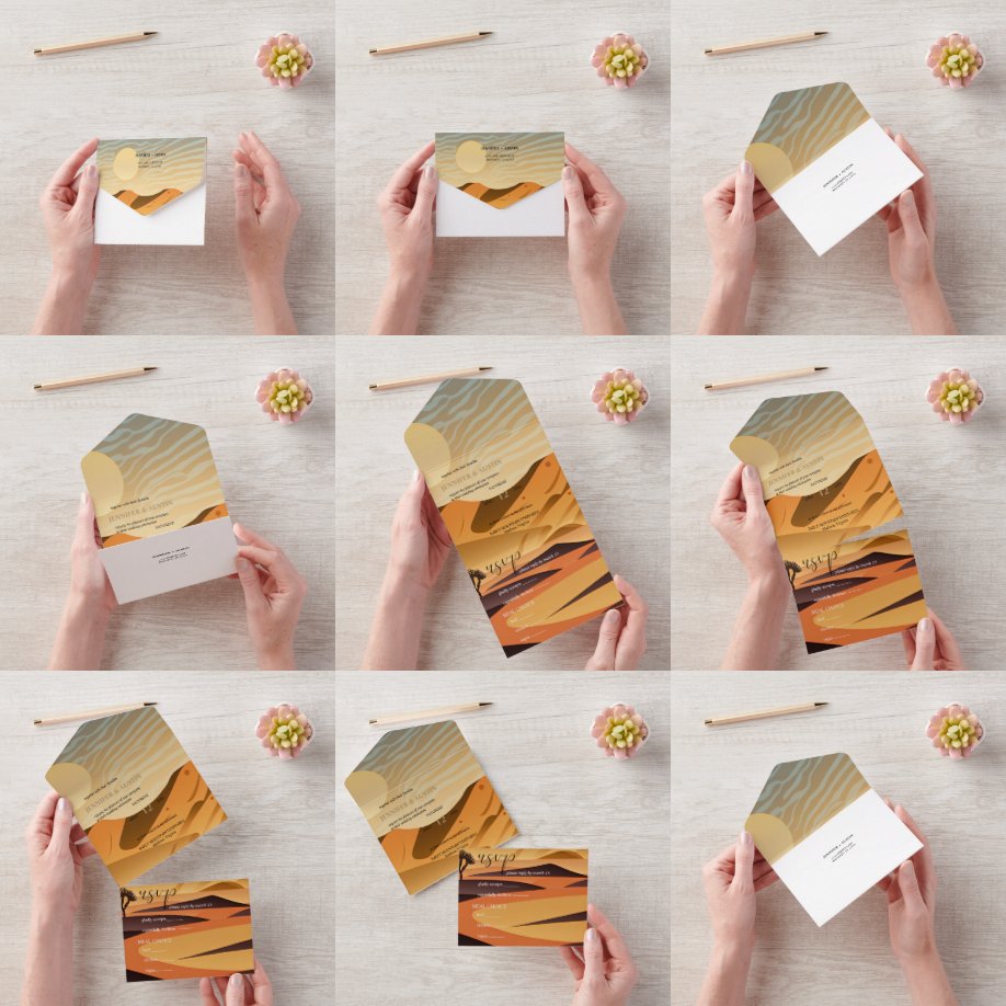 Paysage du désert Mariage tout en une invitation