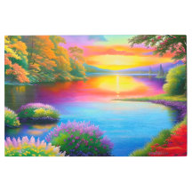 Paysage du lac Rainbow SUNSET coloré