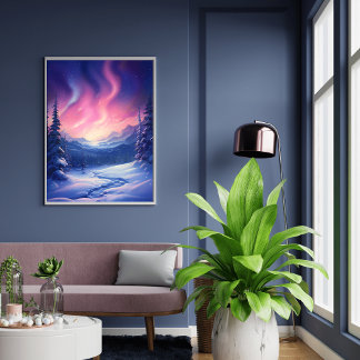 paysage enneigé serein illuminé Poster