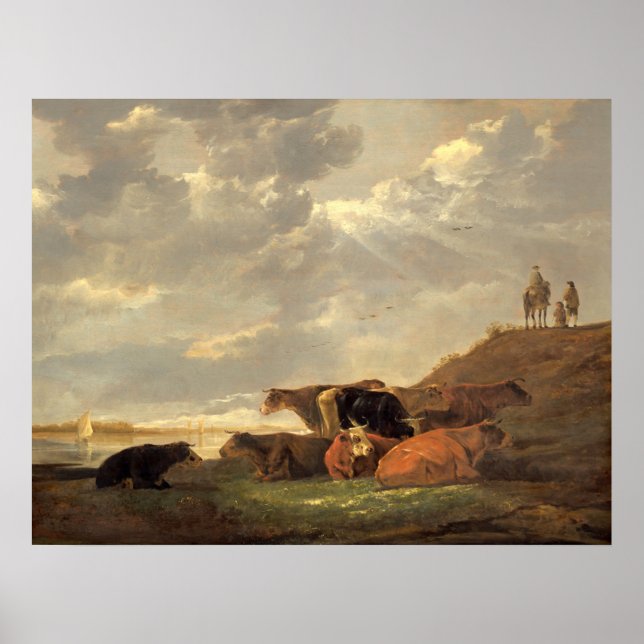 Paysage fluvial - Aelbert Cuyp Poster d'art (Devant)