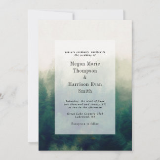 Paysage forestier peint Faire-part de mariage