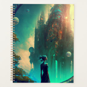 Paysage futuriste du château d'Imaginaire