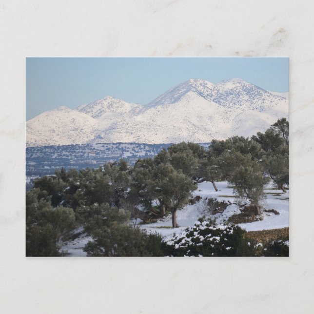 Paysage hivernal de neige - Carte postale Grèce (Devant)