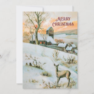 Paysage hivernal vintage avec carte de Noël de cer