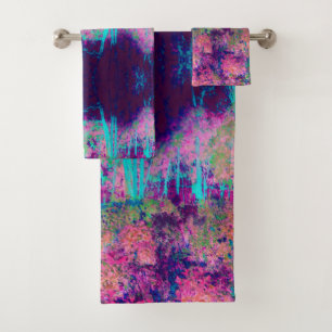 Paysage impressioniste violet et rose chaud