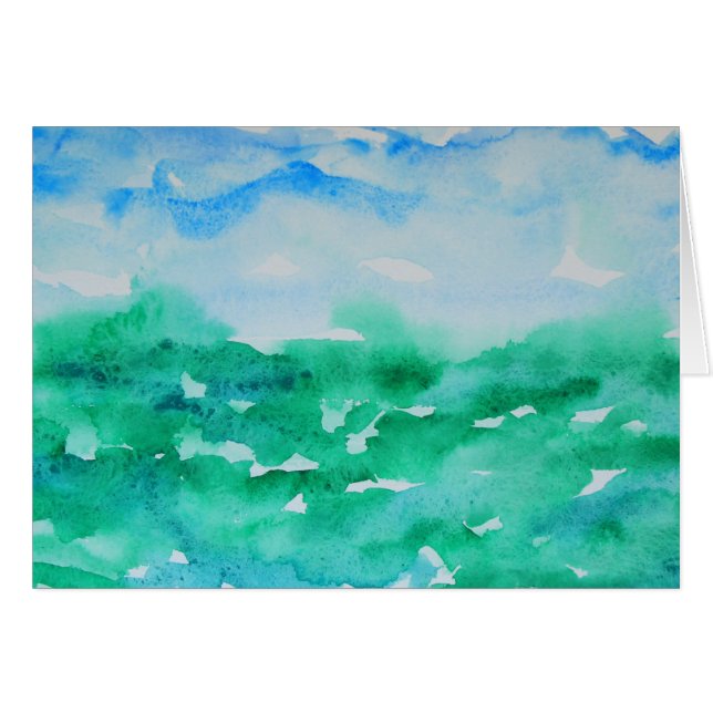 Paysage impressionniste bleu vert Aquarelle (Devant horizontal)