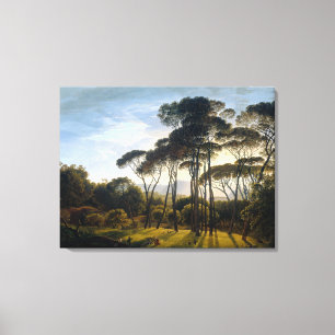 Paysage italien avec la toile en pierre de pins de