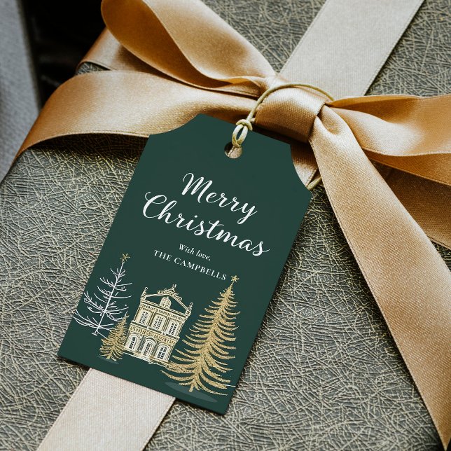 Paysage Joyeux Noël, Étiquette de Cadeau de Fêtes (Créateur téléchargé)