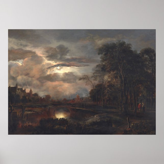 Paysage Lune - van der Neer Poster d'Art (Devant)