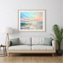 Paysage marin de couleur pastel - Poster Ai