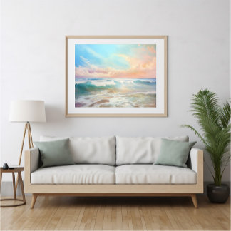 Paysage marin de couleur pastel - Poster Ai