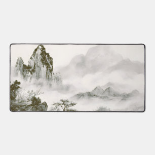 Paysage minimaliste de montagne zen à l'encre brum