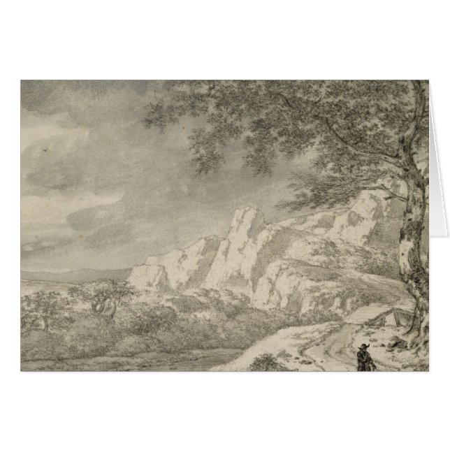 Paysage montagneux avec un randonneur (Devant horizontal)