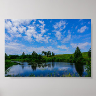 Paysage Naturel Lac Arbres Biélorussie Affiche