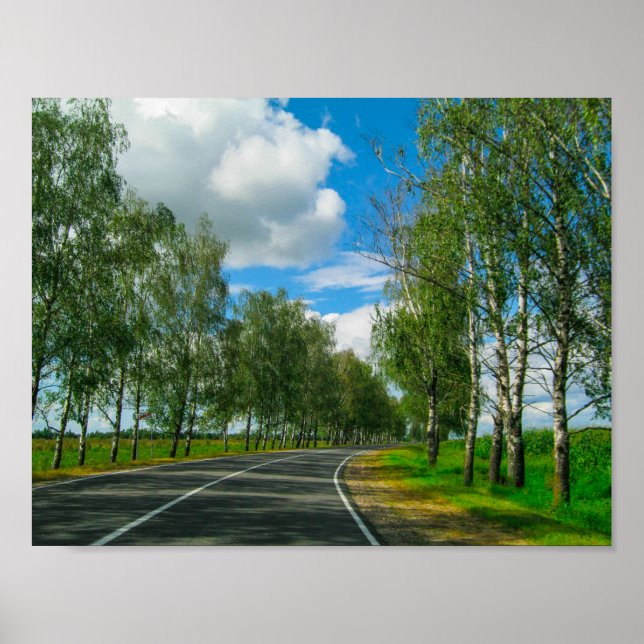 Paysage naturel Route rurale Biélorussie Poster (Devant)