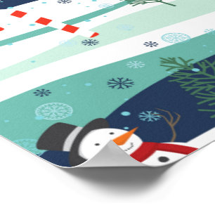 Paysage neigeux Éléments de Noël Poster Motif