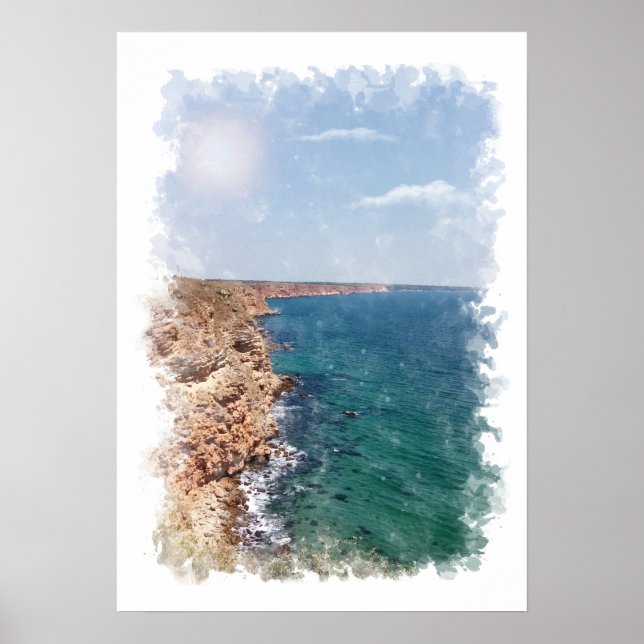 Paysage océanique - Affiche aquarelle (Devant)