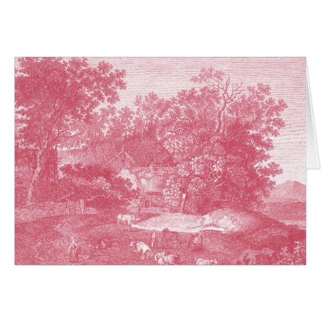 Paysage pastoral rose de Toile de Jouy Shabby (Devant horizontal)