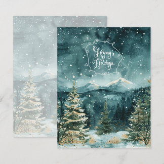 Paysage serein de montagne enneigée Carte de Noël