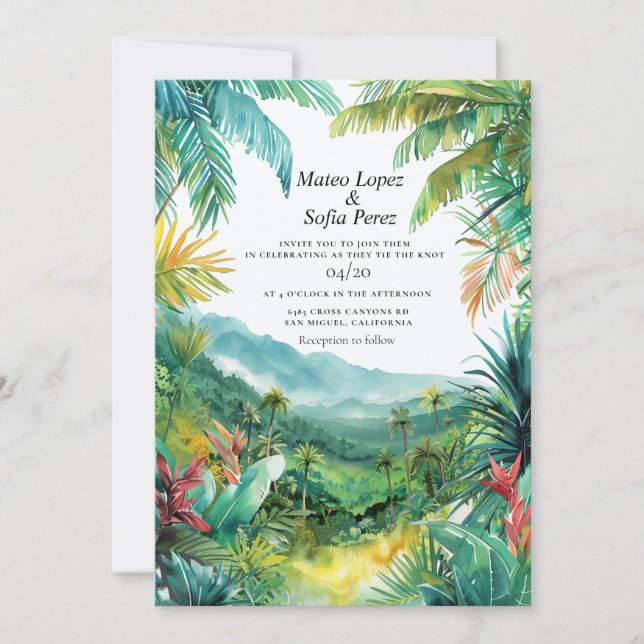 Paysage tropical Bali Mariage Invitation (Devant)