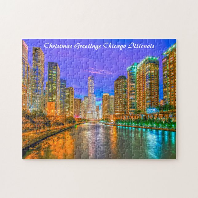 Paysage urbain de Chicago Illinois. Puzzle (Horizontal)